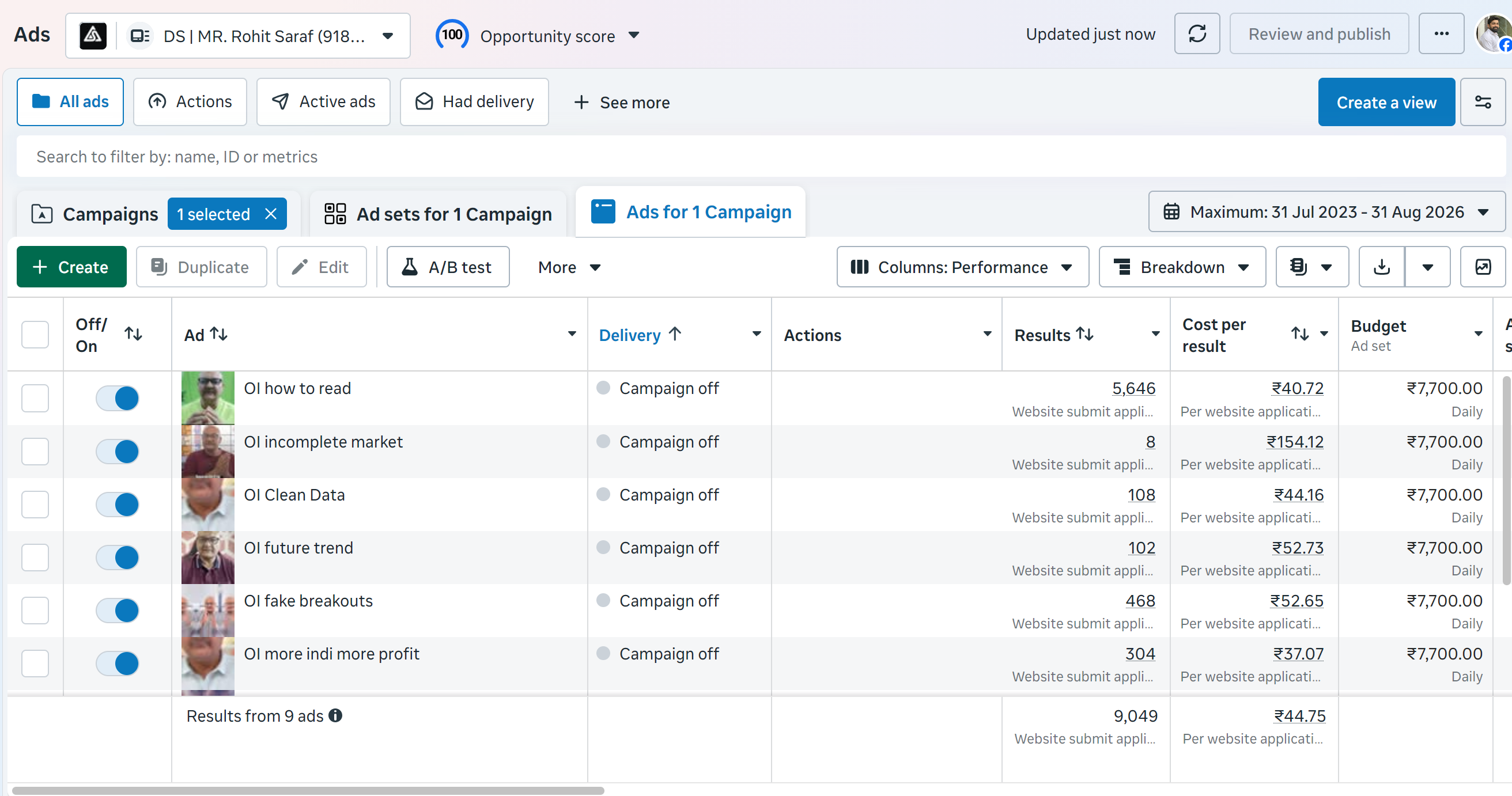 Ads Manager Proof
